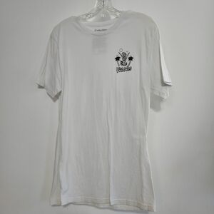 Volcom T Shirt Mens Medium White Short Sleeve Skeleton Palm Tree Hang Loose Hand